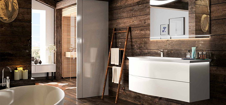 Salle de bains mêlant rétro et design contemporain dans un style campagne chic