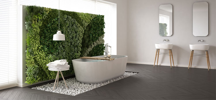 Mur végétal dans salle de bain contemporaine