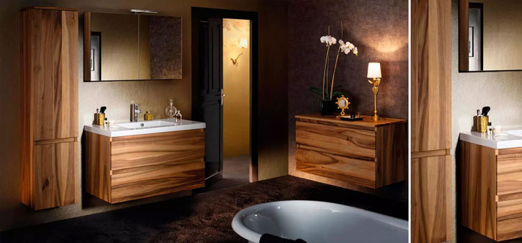 Salle de bain contemporaine avec meubles bois