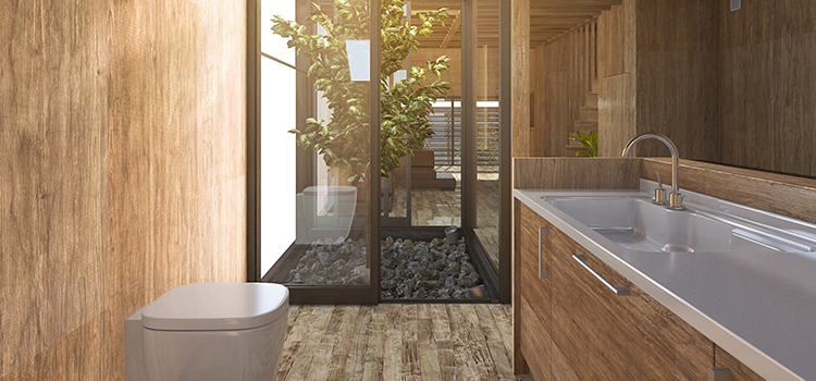 Salle de bains zen avec bambous