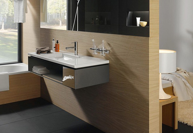 Lavabo ultra-plat avec meuble intégré de la marque Laufen