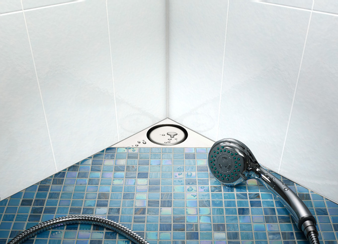 Évacuation d'angle Delta pour douche à l'italienne Évacuation d'angle Delta pour douche à l'italienne