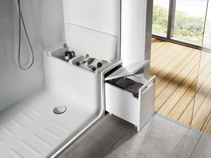 Rangements de douche Roca Hide & Seat siège de douche Roca avec rangements cachés