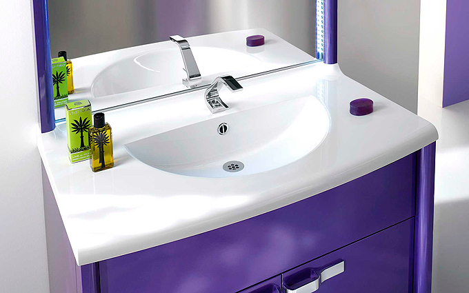 Meuble salle de bains violet Decotec Kyma