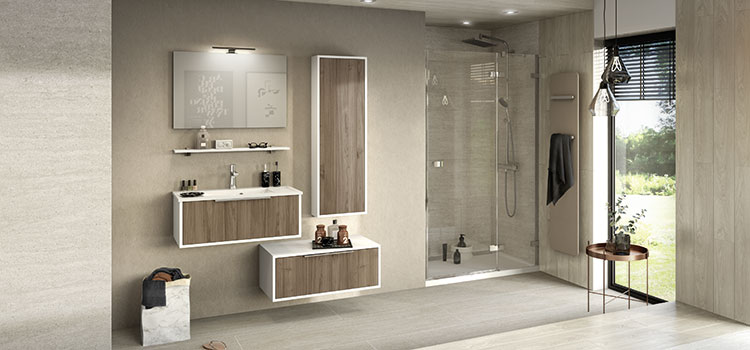 salle de bains avec mobilier bois