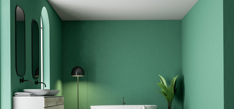 Mur de salle de bains de couleur vert