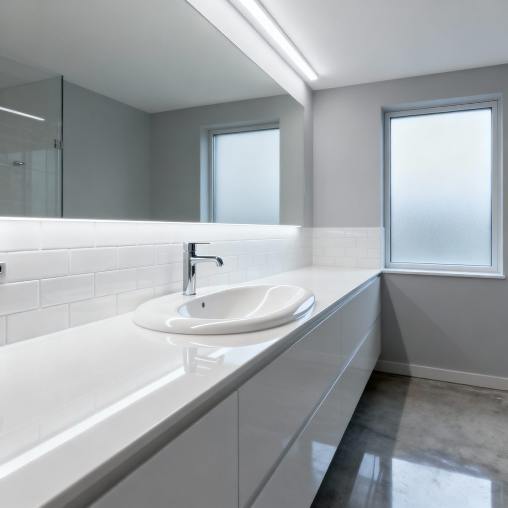 lavabo moulé au plan de travail