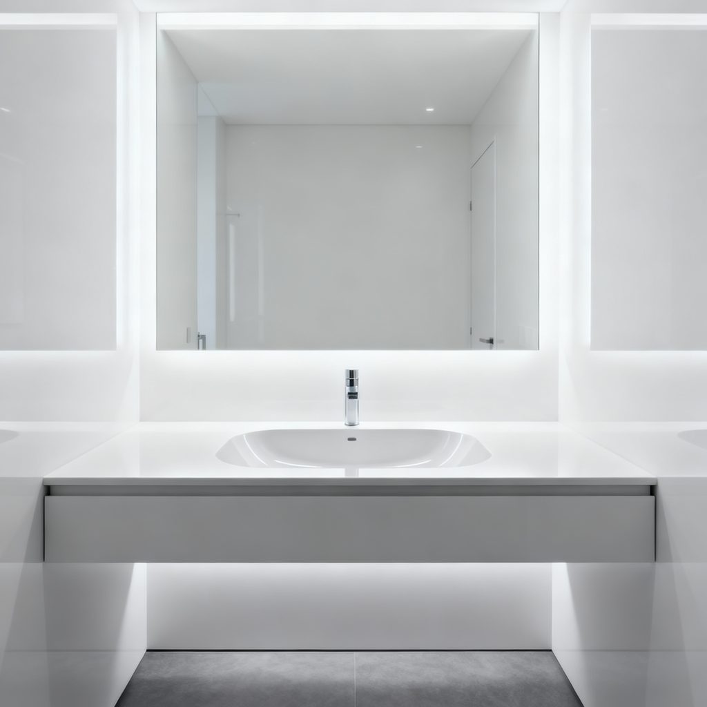 lavabo moulé au plan de travail