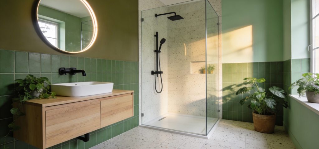 Salle de bains verte