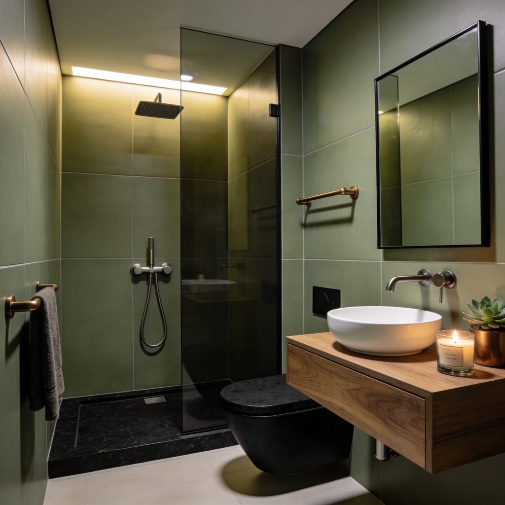 Douche à l'italienne dans une petite salle de bains